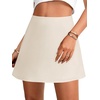 image:imageLYANER Womens Satin Silky Mini Skirt Elastic High Waisted Side Zipper A Line Flowy Short SkirtsSolid Beige With Lining