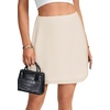 image:imageLYANER Womens Satin Silky Mini Skirt Elastic High Waisted Side Zipper A Line Flowy Short SkirtsSolid Beige With Lining