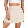 image:imageLYANER Womens Satin Silky Mini Skirt Elastic High Waisted Side Zipper A Line Flowy Short SkirtsSolid Beige With Lining
