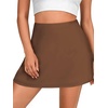 image:imageLYANER Womens Satin Silky Mini Skirt Elastic High Waisted Side Zipper A Line Flowy Short SkirtsSolid Brown With Lining