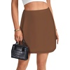 image:imageLYANER Womens Satin Silky Mini Skirt Elastic High Waisted Side Zipper A Line Flowy Short SkirtsSolid Brown With Lining