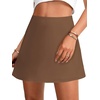 image:imageLYANER Womens Satin Silky Mini Skirt Elastic High Waisted Side Zipper A Line Flowy Short SkirtsSolid Brown With Lining