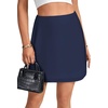 image:imageLYANER Womens Satin Silky Mini Skirt Elastic High Waisted Side Zipper A Line Flowy Short SkirtsSolid Navy With Lining