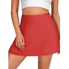 image:imageLYANER Womens Satin Silky Mini Skirt Elastic High Waisted Side Zipper A Line Flowy Short SkirtsSolid Red With Lining