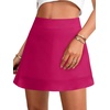 image:imageLYANER Womens Satin Silky Mini Skirt Elastic High Waisted Side Zipper A Line Flowy Short SkirtsSolid Rose Red1 With Lining