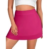 image:imageLYANER Womens Satin Silky Mini Skirt Elastic High Waisted Side Zipper A Line Flowy Short SkirtsSolid Rose Red1 With Lining