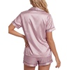 image:imageLYANER Womens Satin Silky Pajamas Set Short Sleeve Button Shirt with Shorts Pjs Sleepwear LoungewearChampagne Pink2