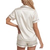 image:imageLYANER Womens Satin Silky Pajamas Set Short Sleeve Button Shirt with Shorts Pjs Sleepwear LoungewearChampagne2