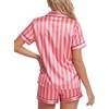 image:imageLYANER Womens Satin Silky Pajamas Set Short Sleeve Button Shirt with Shorts Pjs Sleepwear LoungewearCoral Pink