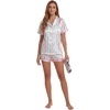 image:imageLYANER Womens Satin Silky Pajamas Set Short Sleeve Button Shirt with Shorts Pjs Sleepwear LoungewearMulticolor Striped
