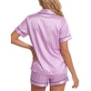image:imageLYANER Womens Satin Silky Pajamas Set Short Sleeve Button Shirt with Shorts Pjs Sleepwear LoungewearPurple