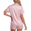 image:imageLYANER Womens Satin Silky Pajamas Set Short Sleeve Button Shirt with Shorts Pjs Sleepwear LoungewearSolid Light Pink