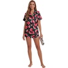 image:imageLYANER Womens Satin Silky Pajamas Set Short Sleeve Button Shirt with Shorts Pjs Sleepwear LoungewearWatermelon Black
