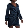 image:imageLYANER Womens Satin Silky Wrap V Neck Tie Waist Long Sleeve Mini Short DressDark Blue