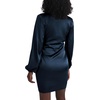 image:imageLYANER Womens Satin Silky Wrap V Neck Tie Waist Long Sleeve Mini Short DressDark Blue