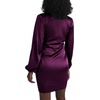 image:imageLYANER Womens Satin Silky Wrap V Neck Tie Waist Long Sleeve Mini Short DressDark Purple