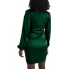 image:imageLYANER Womens Satin Silky Wrap V Neck Tie Waist Long Sleeve Mini Short DressDeep Green