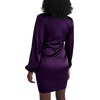 image:imageLYANER Womens Satin Silky Wrap V Neck Tie Waist Long Sleeve Mini Short DressDeep Purple