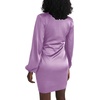 image:imageLYANER Womens Satin Silky Wrap V Neck Tie Waist Long Sleeve Mini Short DressLight Purple