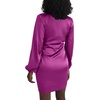 image:imageLYANER Womens Satin Silky Wrap V Neck Tie Waist Long Sleeve Mini Short DressPurple