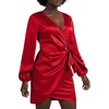 image:imageLYANER Womens Satin Silky Wrap V Neck Tie Waist Long Sleeve Mini Short DressRed