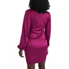 image:imageLYANER Womens Satin Silky Wrap V Neck Tie Waist Long Sleeve Mini Short DressRose