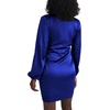 image:imageLYANER Womens Satin Silky Wrap V Neck Tie Waist Long Sleeve Mini Short DressRoyal Blue