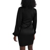 image:imageLYANER Womens Satin Silky Wrap V Neck Tie Waist Long Sleeve Mini Short DressSolid Black