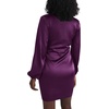 image:imageLYANER Womens Satin Silky Wrap V Neck Tie Waist Long Sleeve Mini Short DressSolid Dark Purple
