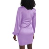 image:imageLYANER Womens Satin Silky Wrap V Neck Tie Waist Long Sleeve Mini Short DressSolid Light Purple