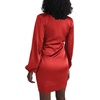 image:imageLYANER Womens Satin Silky Wrap V Neck Tie Waist Long Sleeve Mini Short DressSolid Red