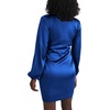 image:imageLYANER Womens Satin Silky Wrap V Neck Tie Waist Long Sleeve Mini Short DressSolid Royal Blue