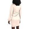 image:imageLYANER Womens Satin Silky Wrap V Neck Tie Waist Long Sleeve Mini Short DressSolid Solid Beige