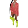 image:imageLYANER Womens Sexy Collar V Neck Wrap Hem Long Sleeve Club Party Bodycon Mini DressCoral Pink