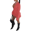 image:imageLYANER Womens Sexy Collar V Neck Wrap Hem Long Sleeve Club Party Bodycon Mini DressCoral Pink