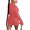 image:imageLYANER Womens Sexy Collar V Neck Wrap Hem Long Sleeve Club Party Bodycon Mini DressCoral Pink
