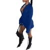 image:imageLYANER Womens Sexy Collar V Neck Wrap Hem Long Sleeve Club Party Bodycon Mini DressRoyal Blue