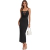 image:imageLYANER Womens Sexy Cowl Neck Sheer Lace Slit Bodycon Adjustable Straps Long DressBlack