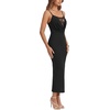 image:imageLYANER Womens Sexy Cowl Neck Sheer Lace Slit Bodycon Adjustable Straps Long DressBlack