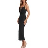 image:imageLYANER Womens Sexy Cowl Neck Sheer Lace Slit Bodycon Adjustable Straps Long DressBlack