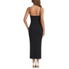image:imageLYANER Womens Sexy Cowl Neck Sheer Lace Slit Bodycon Adjustable Straps Long DressBlack