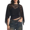 image:imageLYANER Womens Sheer Floral Lace Poncho Top Shrug Shawl Y2K Blouse with CamiBlack