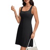 image:imageLYANER Womens Square Neck Sleeveless Midi Dress Casual Elegant A Line SundressBlack