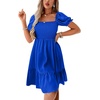 image:imageLYANER Womens Square Neck Smocked Mini Dress Puff Sleeve Ruffle Tiered Casual Wedding Guest DressRoyal Blue