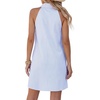 image:imageLYANER Womens Striped Collared Button Up Sleeveless A Line Vacation Beach Mini Sun DressAzure