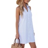 image:imageLYANER Womens Striped Collared Button Up Sleeveless A Line Vacation Beach Mini Sun DressAzure