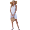 image:imageLYANER Womens Striped Collared Button Up Sleeveless A Line Vacation Beach Mini Sun DressAzure