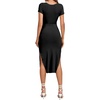 image:imageLYANER Womens Twist Front Cut Out Split Hem V Neck Short Sleeve Knit Bodycon Midi DressBlack