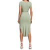image:imageLYANER Womens Twist Front Cut Out Split Hem V Neck Short Sleeve Knit Bodycon Midi DressMint Green