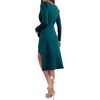 image:imageLYANER Womens V Neck Wrap Long Sleeve Zip Back Ruffle Hem Cocktail Bodycon Short DressTeal Blue